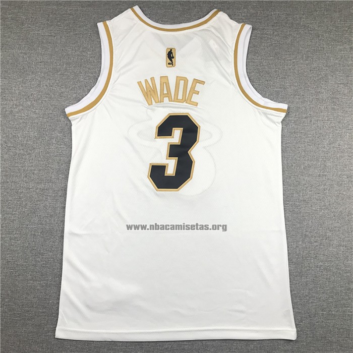Camiseta Golden Edition Miami Heat Dwyane Wade NO 3 Blanco